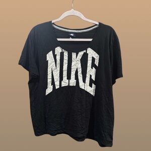 Nike Black Short-Sleeve Graphic Tee with White Logo
